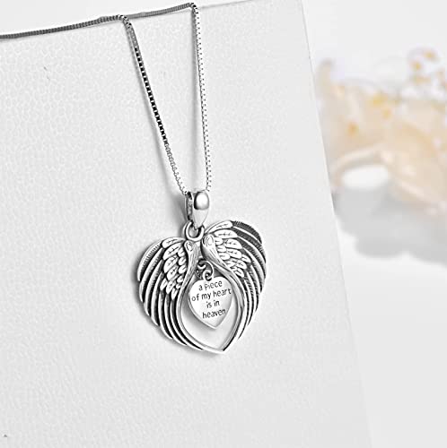 Tughra Angel Wing Necklace Miscarriage Gifts For Women A Piece Of My Heart Is In Heaven Pendant Necklaces Bereavement Gifts Remembrance Jewelry Sympathy Gift #TOP3