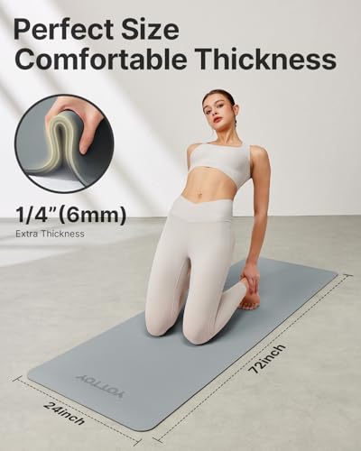 Image of Yoga Mat,Non-Slip TPE Exercise Mat(1 /4 Inch) for Pilates, Fitness & Barefoot Workouts, Home Gym Studio with Strap & Bag