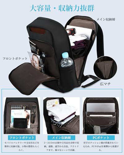 Modiko リュック メンズ ビジネスリュック 大容量 多機能 15.6インチPC リュックサック 軽量 撥水加工 バックパック 耐衝撃 ラップトップバック 通勤・通学・旅行・出張用 おしゃれ 人気 の商品画像 2