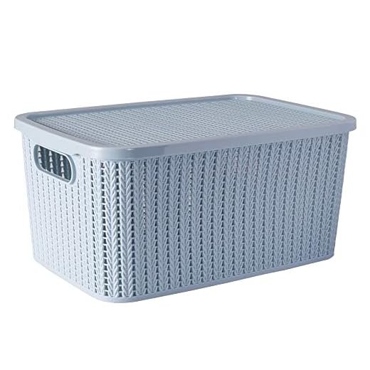 Caixa 4, 7 L com Tampa Trama, Plasútil, Azul