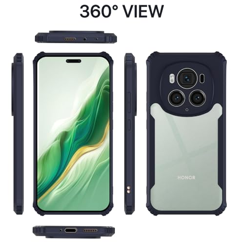 Image of Pikkme Crystal Clear Transparent Back Cover | Ultra Hyrbid | Full Camera Protection | Raised Edge | Bumper Case for Honor Magic 6 Pro 5G (Blue)