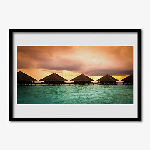Affiche avec cadre 70x50 architecture de mer et image eau pour décoration murale cuisine