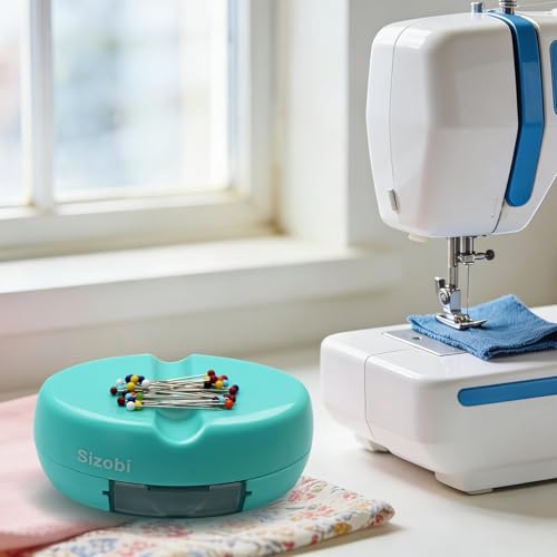 Image of Sizobi Magnetic Pin Holder with 100 Pcs Pins, Sewing Supplies Organizer | Magnetic Pin Cushions for Sewing, Needle Magnetic Quilting Pins Holder Organizer, Bobby Pin Holder, Paper Clip Holder