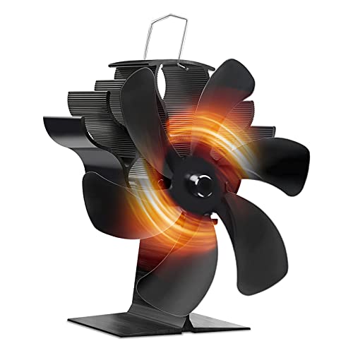 Pybbo 6 Blades Wood Burning Stove Fireplace Fan - Non-Electric Improved Silent Motors Heat Powered Circulates Warm/Heated Air Eco Stove Fan For Gas/Pellet/Wood/Log Burner Stoves #TOP8