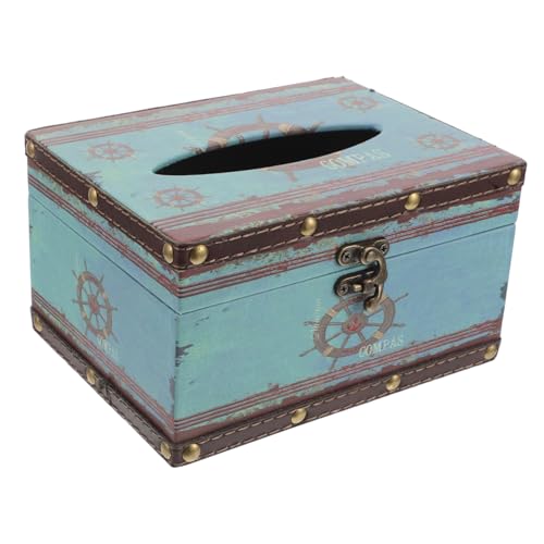 SOLUSTRE Box Vintage Tissue Box Tissue Cases for Cars Camping Tissue Cover Napkin Dispenser Napkin Holder Paper Container Paper Serviettes Holder Tissue Holder for Car Blue Leather