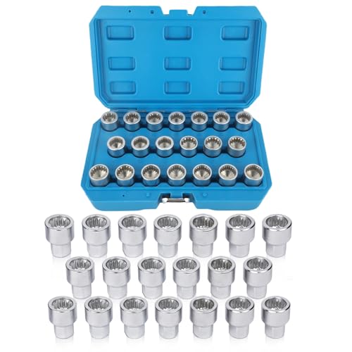Image of 20Pcs Wheel Lock Removal Kit, Porsche Wheel Lock Key Set, Wheel Lock Removal Tool Kit Lug Nut Key Set, Anti-Theft Screw Remover for Removing and Locking