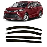 Smoke Tinted Tape-On Side Window Visor Deflectors Rain Guards Compatible with Toyota Sienna 2021 202