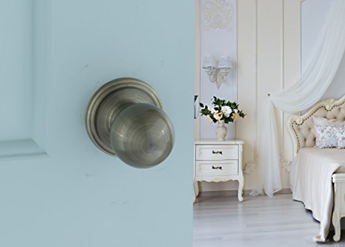 Copper Creek BK2020AB Kugeltürknauf, Durchgangsfunktion, 1 Packung, aus antikem Messing