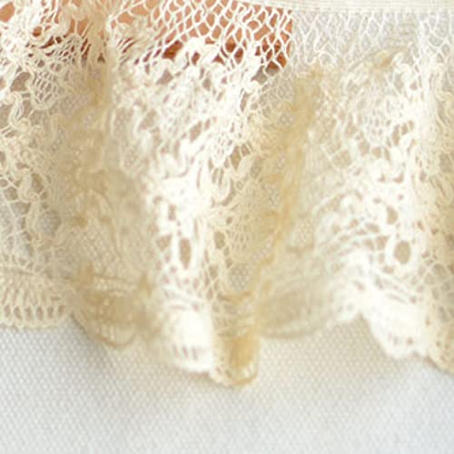 2 Meters 3.15" Width Ruffled Lace Fabric Elastic Lace Trim Crocheted Ribbon For Garment Sewing Curtain Decoration #TOP9