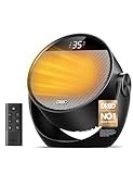 Dreo 1500W Portable Electric Heater for Home, 60° Adjustable Tilt, 10.5ft/s Fan Heater with Remote, 8 Safety Protections, 12H Timer, 3 Modes, Silent Small Ceramic Space Heaters for Bedroom, Atom 320