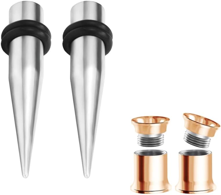 1G/7MM,9MM Stainless Steel Screw Ear Gauges Stretching Kit Tapers Plugs Piercing Stretcher