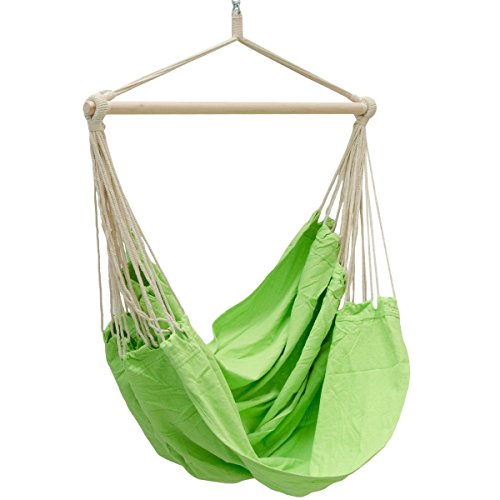 AMANKA XXL Hängesessel Grün 185x130 cm belastbar bis 150kg - robust, wetterfest & gemütlich – ideal zum Lesen & Entspannen – Schwebesessel für Garten, Balkon & Terrasse - Outdoor Hängestuhl