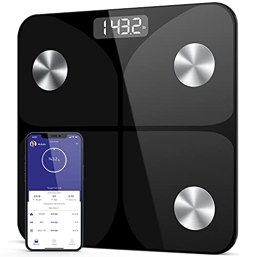 Digital Body Weight Bathroom Scale, Smart Body Composition Scales for Body Weight, Digital Scale with Wireless Smartphone App Sync for Weight, Body Water, BMI, Muscle Mass, Max 400lb1