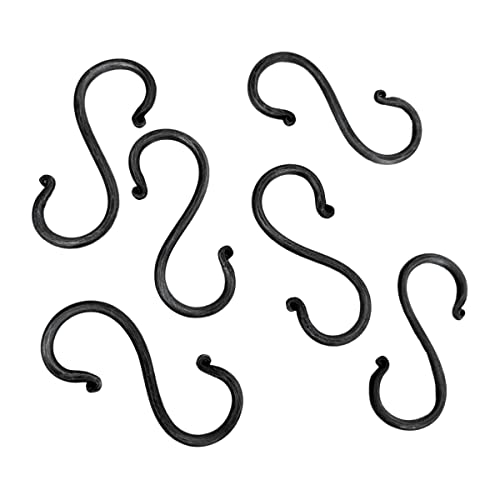 Hand Forged Metal S Hook Set Of 6 Pcs Wrought Iron Handmade S Hook Black Antique Finish Heavy Duty 3.50 Inches S Hook For Hanging Plants, Coffee Mugs, Towels In Kitchen By Living Ideas #TOP27