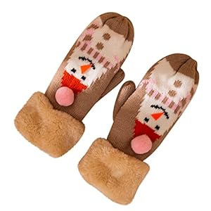 BIBOKAOKE Dames handschoenen pluche voering winter dikke warme fleece wanten winterhandschoenen cartoon…