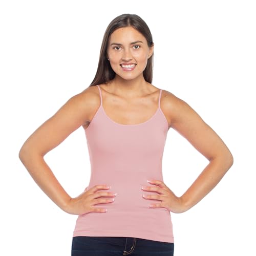Image of Malibu Sugar Womens Camisole Tank Tops - Seamless Fitted Spaghetti Strap Cami Stretch Basic Womens Camisole for Layering XS-M