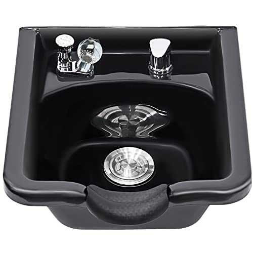 Toriexon Shampoo Bowl for Salons, Black ABS Plastic Shampoo Sink for Home, Easy to Clean and Install Salon Shampoo Bowls for Hair Stylist