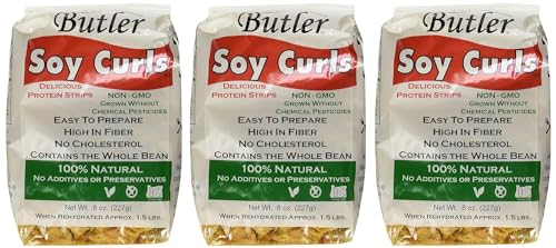 Butler Soy Curls 3 Pack - 3 x 8 oz bags + 10.35 oz Chik-Style Seasoning