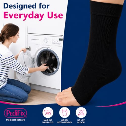Image of Pedifix Compression Ankle Sleeve for Foot and Ankle Support, Black, Medium