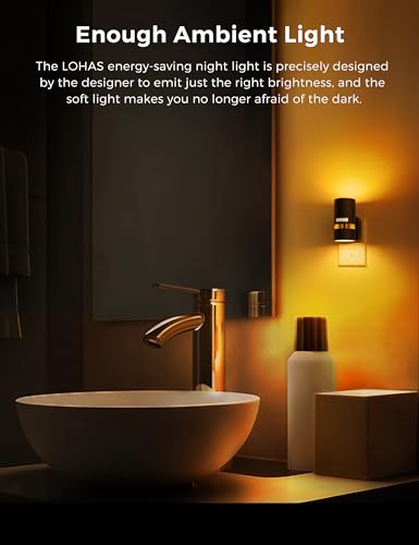 Image of L LOHAS LED Motion Sensor Night Light Plug in, Amber, 2 Pack