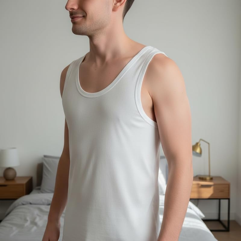 New Day intimo eccezionale Made in Italy-3 Singlet für den Ruderkampf, 100% Baumwolle, 3 Stück, Weiß XXX-Large – Ansicht 3