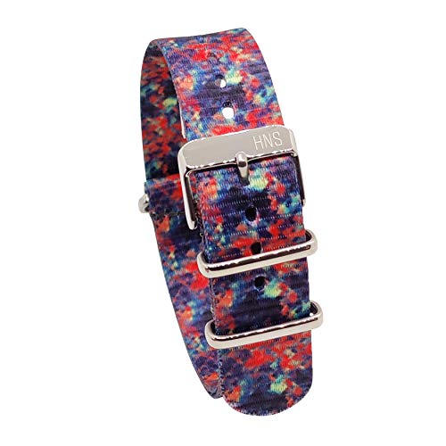 HNS Watch Bands - Choice of Pattern & Width (18mm, 20mm) - Ballistic Print Fashion Nylon Straps (18MM, Abstract)