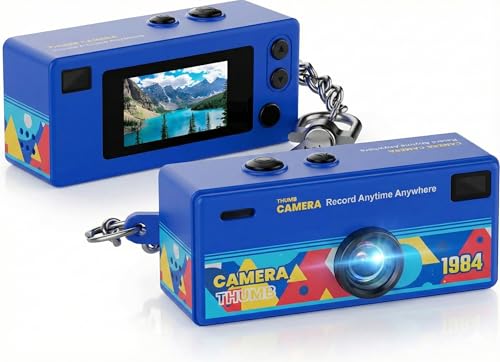 Image of Jumbao G6 Keychain Digital Camera - Mini Digicam with 1080P Video & 0.96 inch LCD Screen, Retro Film Simulation Style, 130 Wide Angle Bag Charm Camera for Beginners Teens and Adults (Blue)