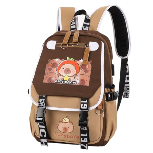 Image of Lushandy Capybara Backpack, Cute Capibara Backpacks Kawaii Kapibara Stuff Large Cartoon Capybara Bag Ita Bag