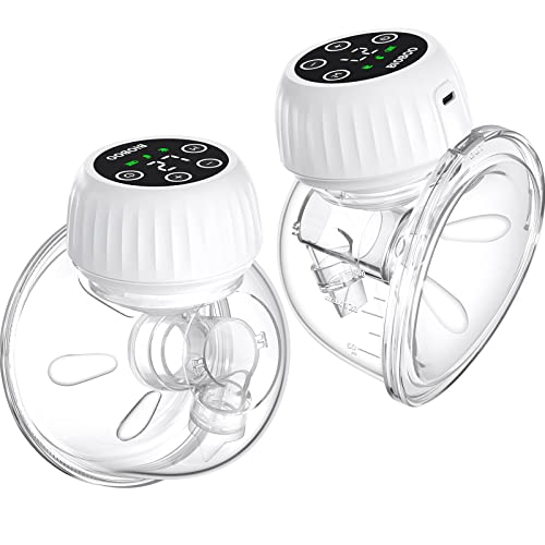 Image of BIOBOO Hands Free Breast Pump, Wearable Breast Pump with Silicone Massage Petal Function, Portable Electric Breast Pump 2 Packs - White