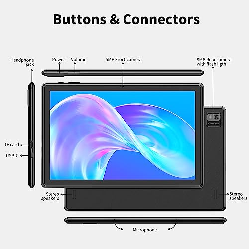 SGIN Tablet 10 Zoll 8GB RAM 128GB ROM, Android 12 Tablet 800 x 1280 IPS, 5MP + 8MP Kamera, Bluetooth 5.0, GPS, 6000mAh (TF 256 GB erweiterbar) – Bild 8