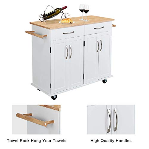 image for QCen Kitchen Island Cart with Smooth Lockable Rolling Wheels, Home Kit