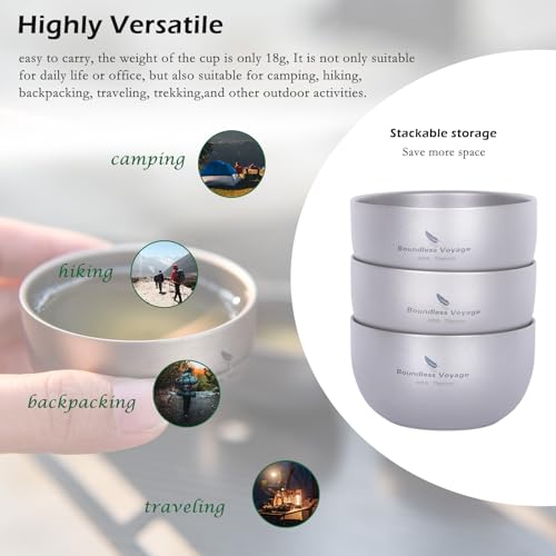 Mini tasses à thé en titane double paroi iBasingo 40ml x3