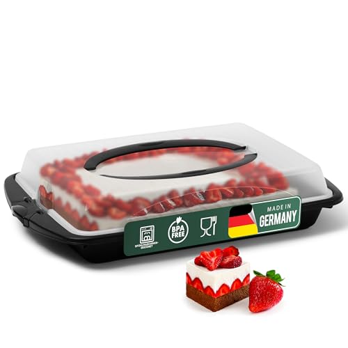 Novaliv Kuchen-Transportbox (Rechteckig 45 x 30 x 9 cm) Aufbewahrungsbox mit Deckel Party-Box Container Tortentransportbox Tortenbehälter Tortenglocke Behälter Kuchen Torten Muffins Desserts