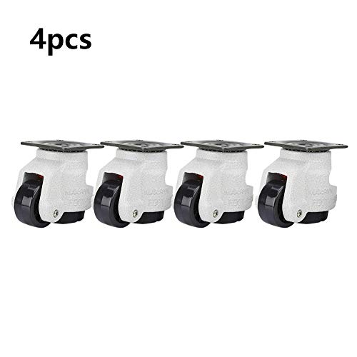 4pcs 1,5"roulettes de machine de nivellement rétractables, roue industrielle de rouleau de réglage lourd de 330lbs d'ajustement résistant, tige montée par pied Footmaster nivelant la roulette – vue 7