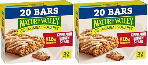 Image of Nature Valley Soft-Baked Oatmeal Squares, Cinnamon Brown Sugar, 20 Count, 24.8 OZ (Pack of 2)