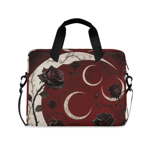 Sacoche ordinateur 15.6 pouces抗震防摔 sac bandoulière PC portable motif fleurs sombres