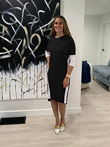 BABY O Women's Color Blocked Stretch Knit Slim Modest Long Dress2