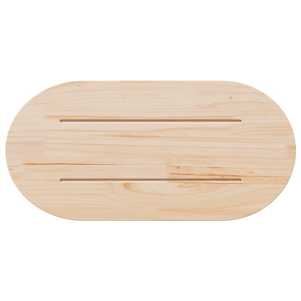 Blat stołu z litego drewna sosnowego, biały, 70 x 35 x 2,5 cm, owalny, zapasowy blat stołu do stolika kawowego, stolik pomocniczy, stolik barowy, pokryty białym kolorem, gotowy do użycia
