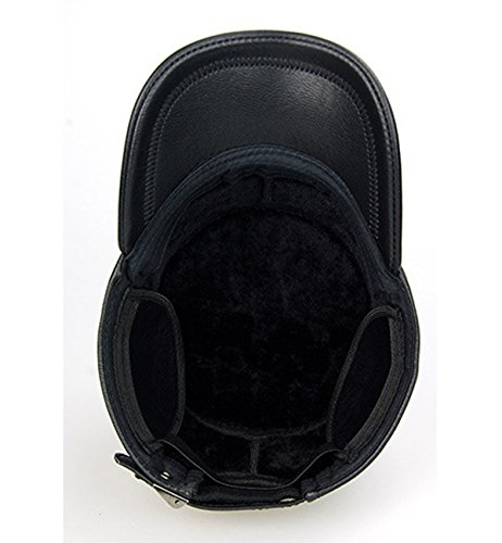 Sumolux Boné masculino de couro de inverno com aba de orelha, militar, cadete militar, Marrom, 21-23