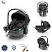 4Baby Neo i-Size Kindersitz Gruppe 0+ für Neugeborene bis 13 kg (0–15 Monate), Babyschale, RWF, leicht, höhenverstellbar, ECE R129, Schwarz (Schwarz)