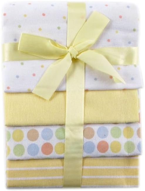 Luvable Friends Unisex Baby Cotton Flannel Receiving Blankets, Basic Elephant 4-Pack, One Size