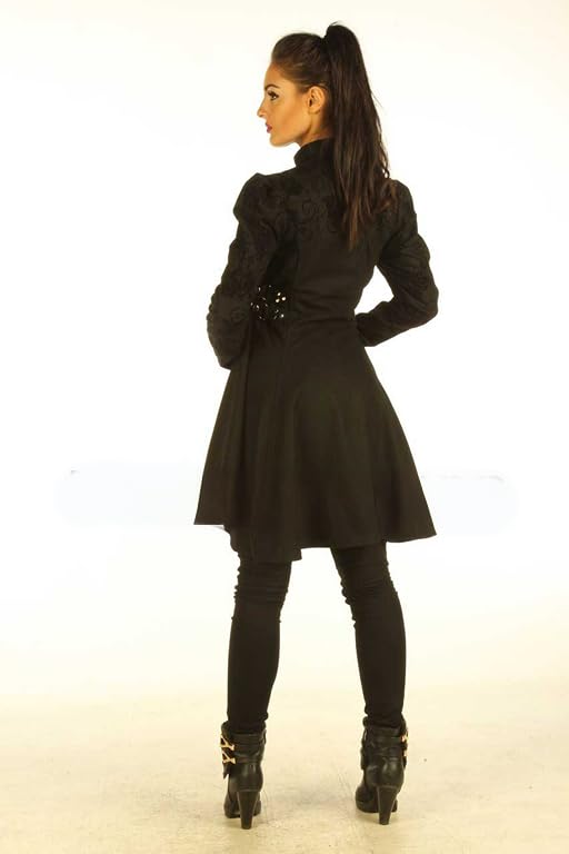 Handmade Cotton Goth Dress for Women-Detailed Silver Buttons Witchy Dresses for Women STP63