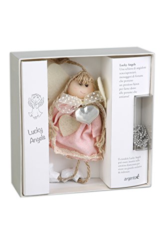 Preisvergleich Produktbild Schutzengel aus Stoff mit Engelsrufer-Anhänger und diamantierter Kette