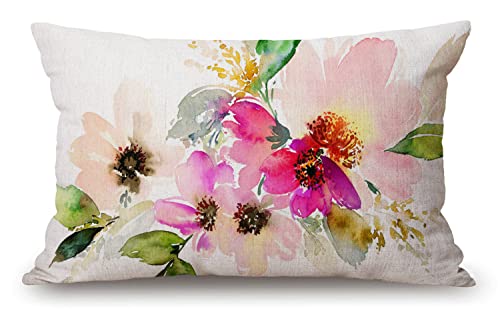 12x20 Inches Pillow Covers Rustic Farmhouse Decor Beautiful Watercolor Flower Pillowcases...