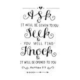 Letras a mano: preguntar, buscar, tocar Calcomanías de pared de PVC 50.4x85.1cm No se cae Negro