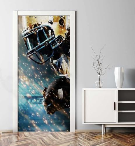 Pegatinas Puerta 3D Fútbol Americano Pegatinas para Puertas de Fútbol Americano Vinilo Decorativo Pegatina Pared Mural para Puerta Autoadhesivas Papel Pintado Puerta 100x200 cm B-414