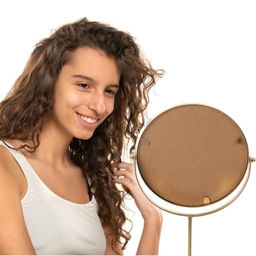 Espejo de maquillaje redondo con base estable de hierro para evitar caídas 8