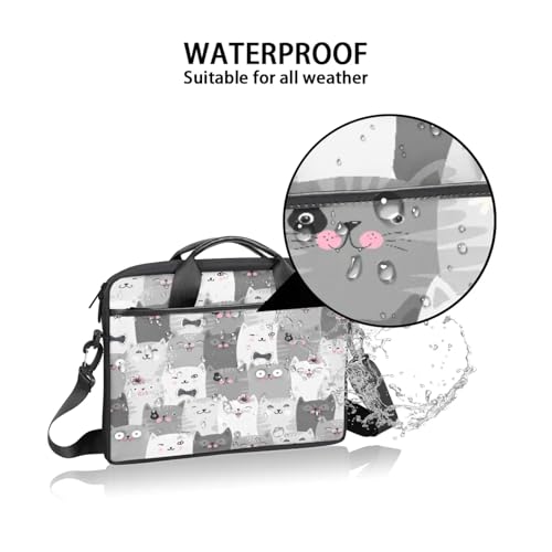 Cute Hand Drawn Cats Laptop Case Bag with Detachable Strap Waterproof Laptop Bag Notebook Carrying Case 15.6 inch Laptop Sleeve Bag for Men Women Work Travel3