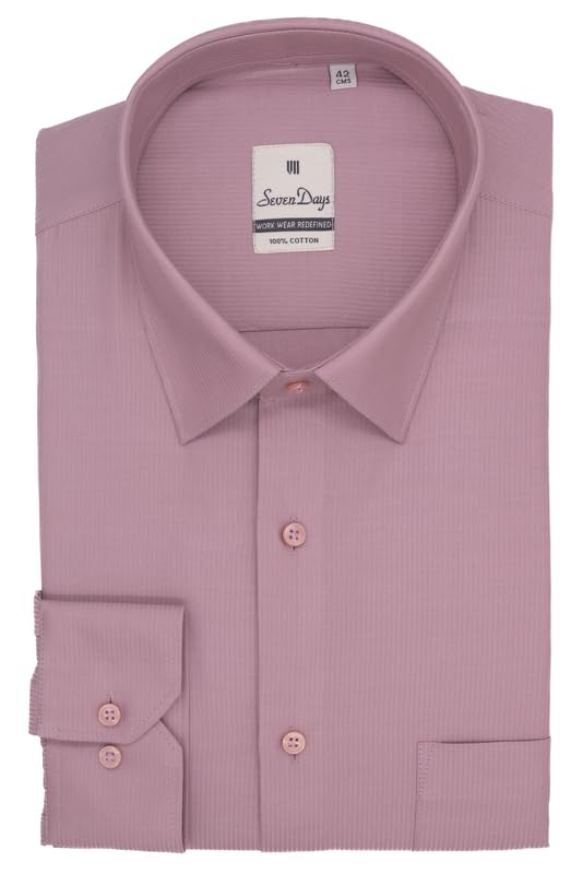 Image of 7-DAYS Men's Premium Formal Shirt - 100% Pure Cotton, Regular Fit, Plain, Full Sleeves, with Pocket - Perfect for Office Wear & Under Suits