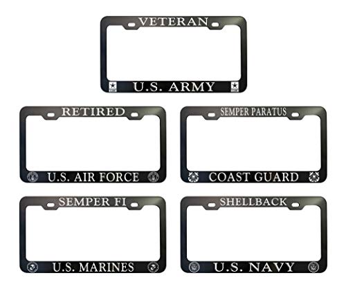 Goplates Us Military Customized License Plate Frame - Anodized Aluminum/Laser Engraved #TOP1